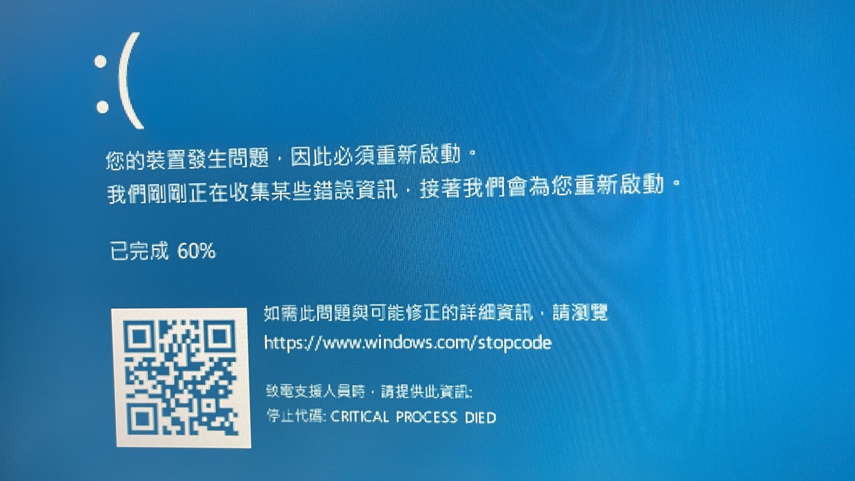 Windows 11 CRITICAL PROCESS DIED 藍畫面錯誤 BSOD 無法開機 畫面